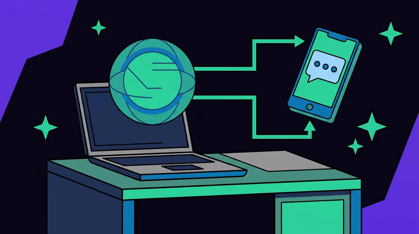 Ilustración de un asistente de IA automatizando la atención de una academia